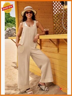 Mono B Beige Wide-Leg Women's Jumpsuit  small NWT